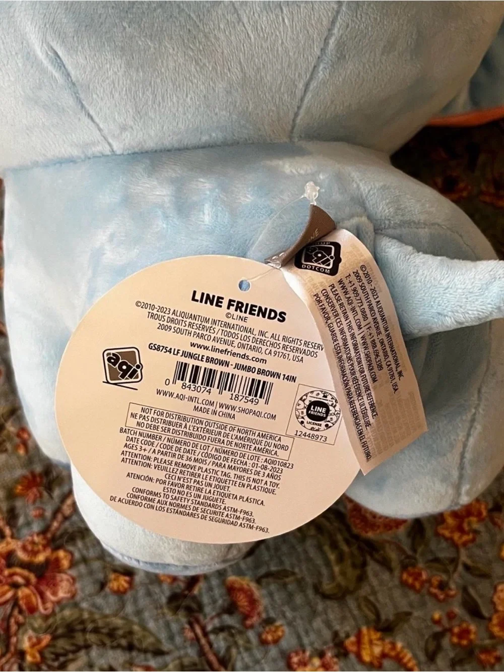 Jungle Brown Line Friends Plush Toy Bear in a Blue Elephant costume